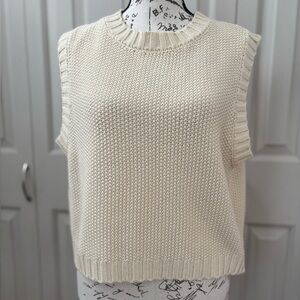 Cream Sleeveless Knit Sweater